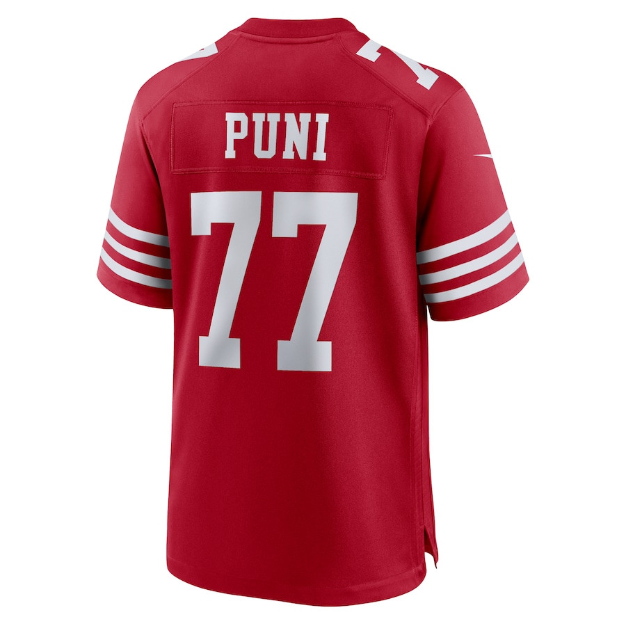 Dominick Puni 77 San Francisco 49ers Team Game Men Jersey - Scarlet JS5837 nicesnker - Image 3