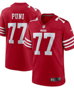 Dominick Puni 77 San Francisco 49ers Team Game Men Jersey - Scarlet JS5837 nicesnker