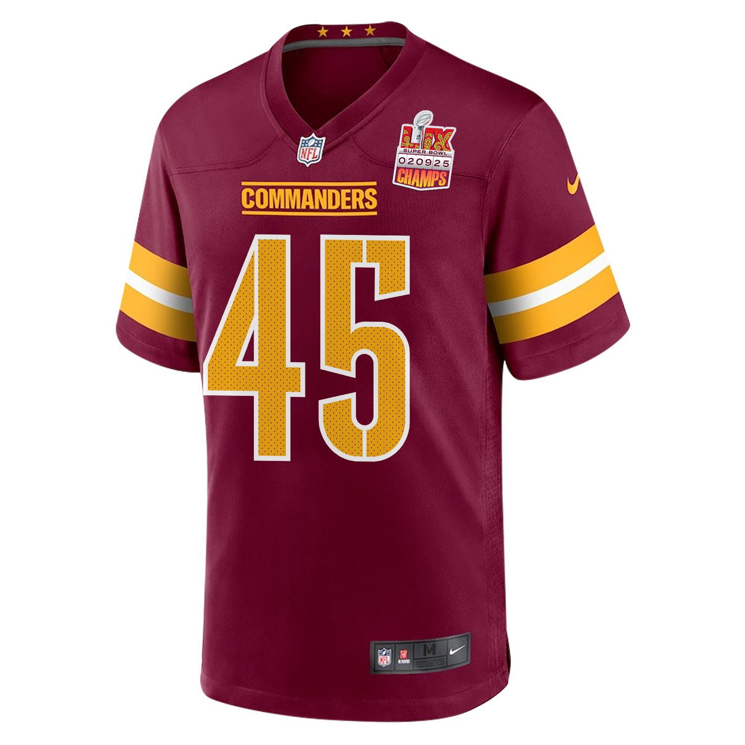 Dominique Hampton 45 Washington Commanders Super Bowl LIX Champions Patch Game Men Jersey - Burgundy JS8312 nicesnker - Image 3