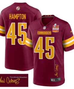 Dominique Hampton 45 Washington Commanders Super Bowl LIX Champions Patch 'New Orleans - The Ultimate Showdown' EMBROIDERED Game Men Jersey - Burgundy JS5498 nicesnker