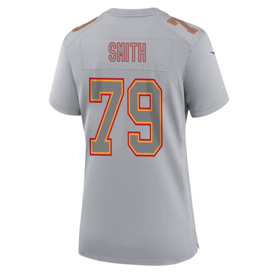 Donovan Smith 79 Kansas City Chiefs Super Bowl LVIII Champions 4 Stars Patch Atmosphere Fashion Game Women Jersey - Gray JS4265 nicesnker - Image 3
