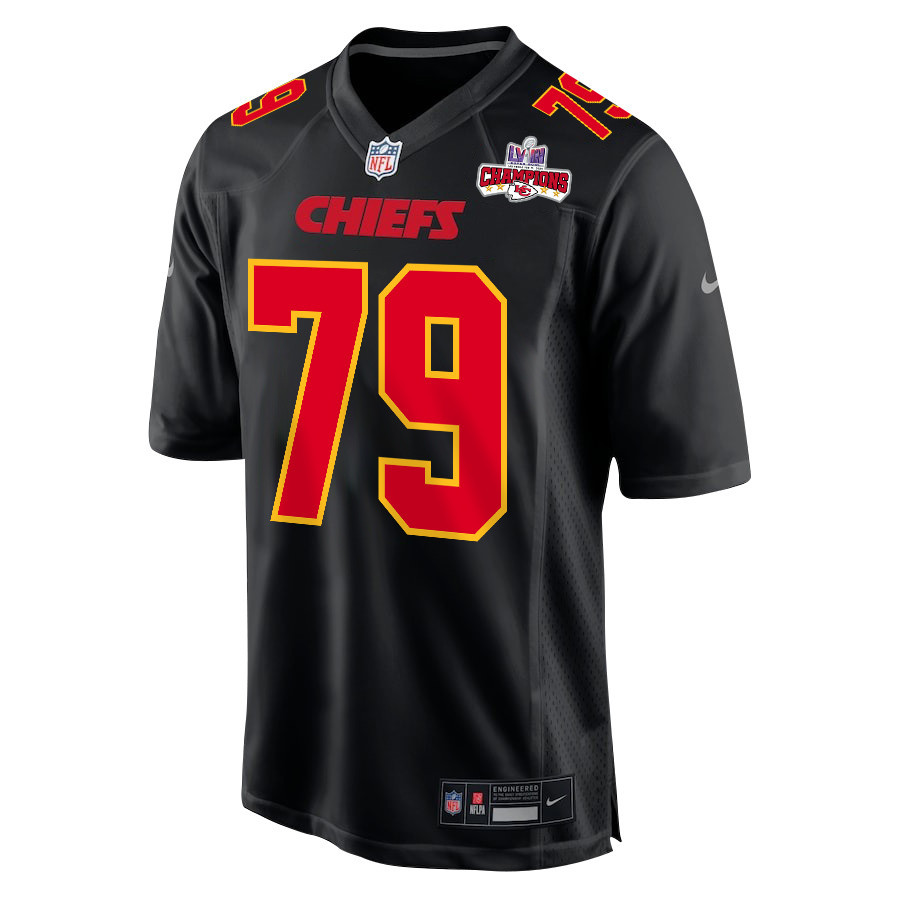 Donovan Smith 79 Kansas City Chiefs Super Bowl LVIII Champions 4 Stars Patch Fashion Game Men Jersey - Carbon Black JS1294 nicesnker - Image 2