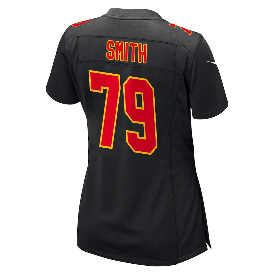 Donovan Smith 79 Kansas City Chiefs Super Bowl LVIII Champions 4 Stars Patch Fashion Game Women Jersey - Carbon Black JS7325 nicesnker - Image 3