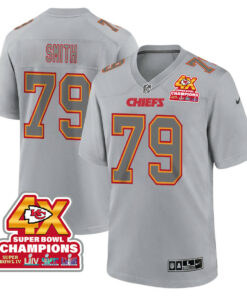 Donovan Smith 79 Kansas City Chiefs Super Bowl LVIII Champions 4X Atmosphere Fashion Game Men Jersey - Gray JS7205 nicesnker