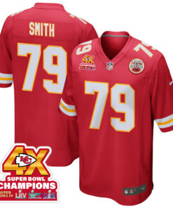 Donovan Smith 79 Kansas City Chiefs Super Bowl LVIII Champions 4X Game Men Jersey - Red JS7765 nicesnker