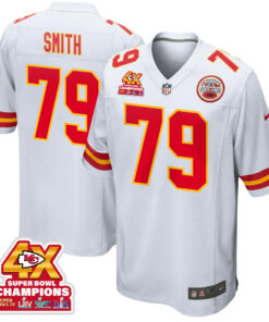 Donovan Smith 79 Kansas City Chiefs Super Bowl LVIII Champions 4X Game Men Jersey - White JS6219 nicesnker