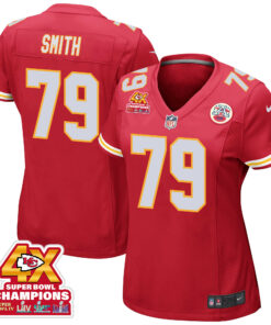 Donovan Smith 79 Kansas City Chiefs Super Bowl LVIII Champions 4X Game Women Jersey - Red JS5758 nicesnker