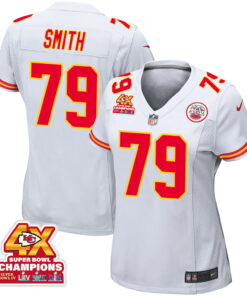 Donovan Smith 79 Kansas City Chiefs Super Bowl LVIII Champions 4X Game Women Jersey - White JS7295 nicesnker
