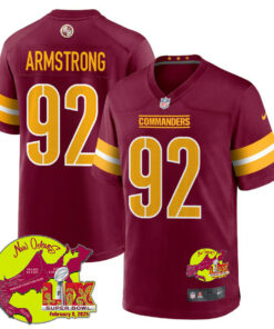 Dorance Armstrong 92 Washington Commanders Super Bowl LIX New Orleans Patch Game Men Jersey - Burgundy JS9809 nicesnker