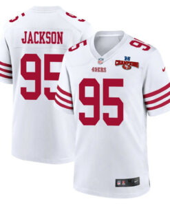 Drake Jackson 95 San Francisco 49ers NFC Champions Patch Game Men Jersey - White JS1631 nicesnker