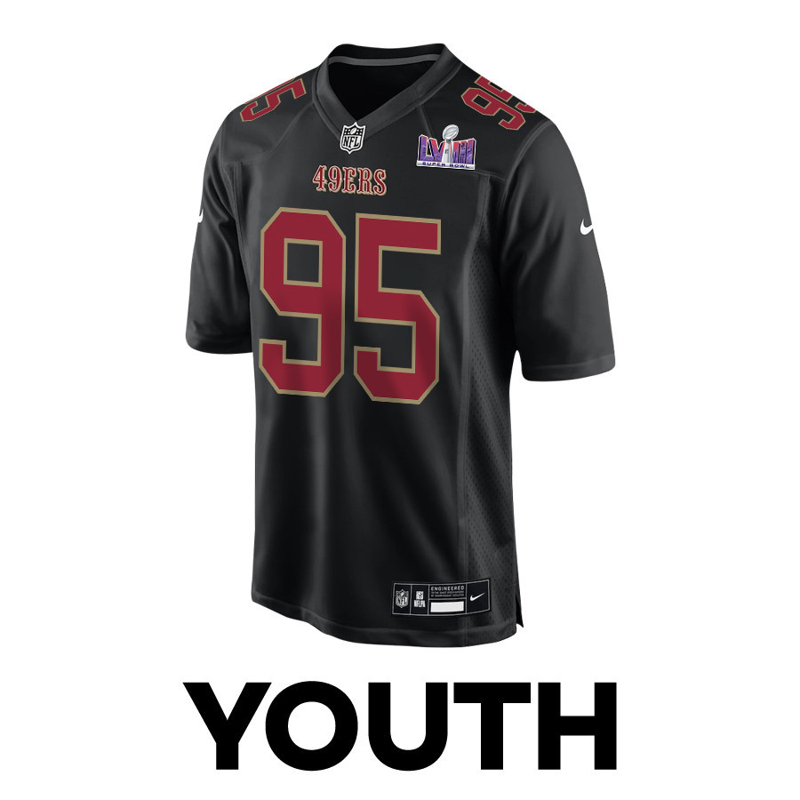 Drake Jackson 95 San Francisco 49ers Super Bowl LVIII Patch Fashion Game YOUTH Jersey - Carbon Black JS2490 nicesnker - Image 2