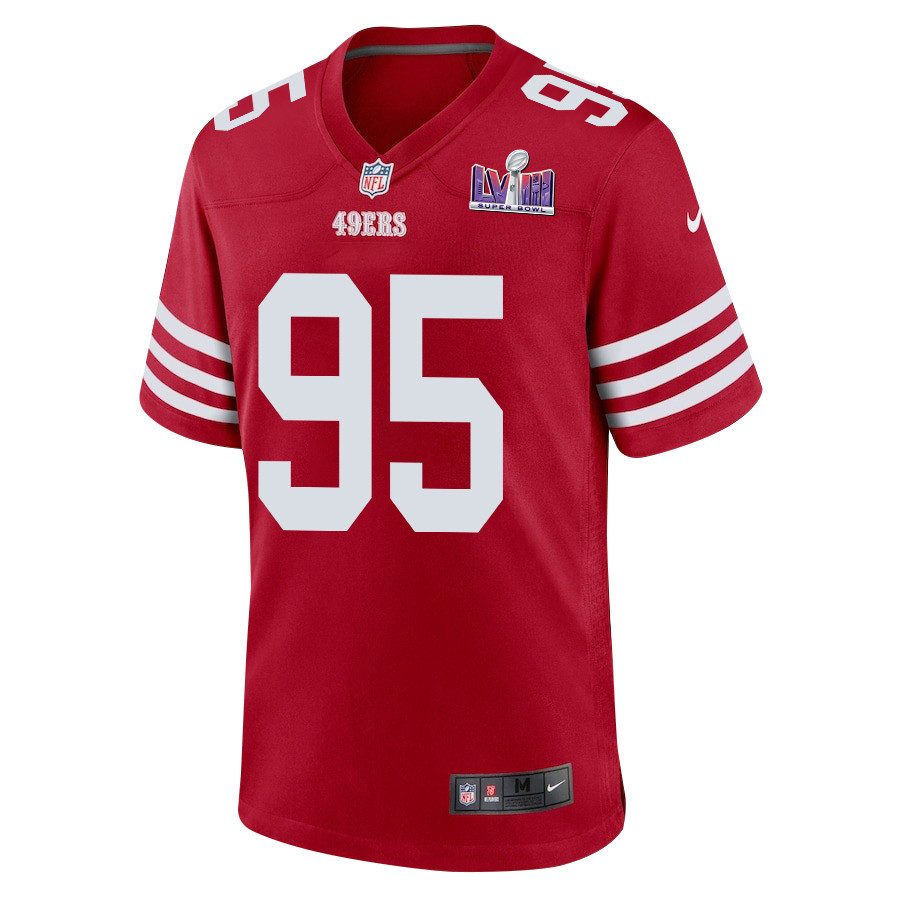 Drake Jackson 95 San Francisco 49ers Super Bowl LVIII Patch Game Men Jersey - Scarlet JS4575 nicesnker - Image 2