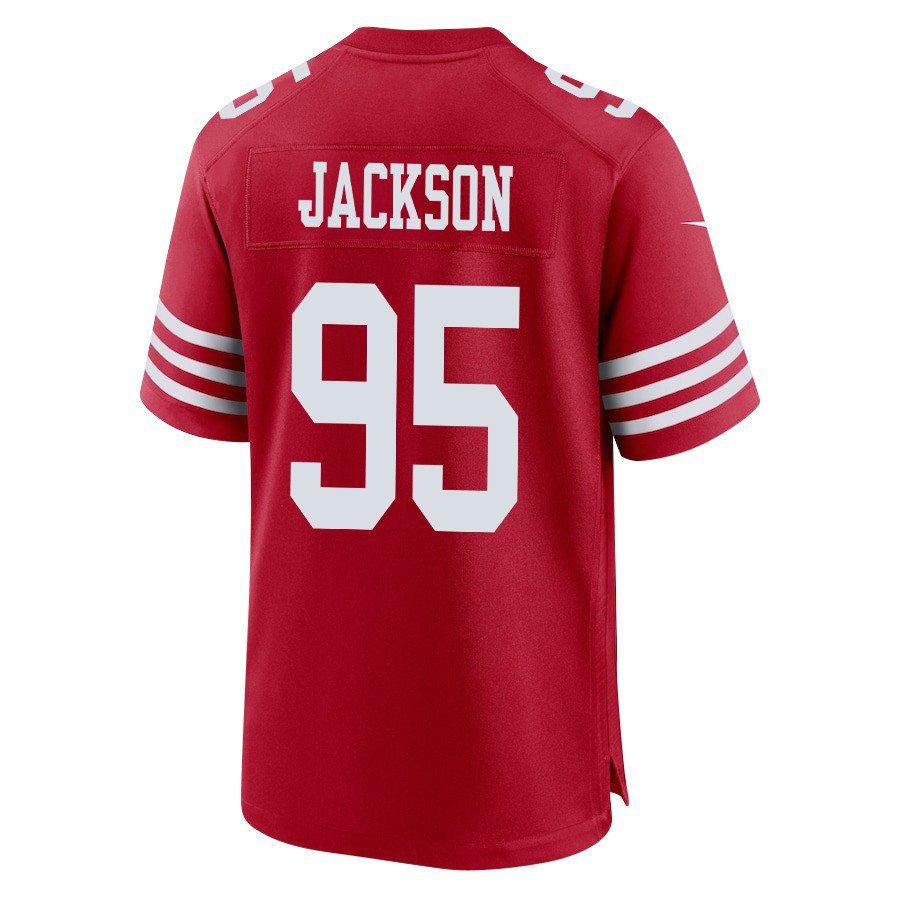 Drake Jackson 95 San Francisco 49ers Super Bowl LVIII Patch Game Men Jersey - Scarlet JS4575 nicesnker - Image 3