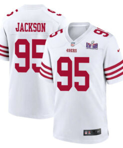 Drake Jackson 95 San Francisco 49ers Super Bowl LVIII Patch Game Men Jersey - White JS3764 nicesnker