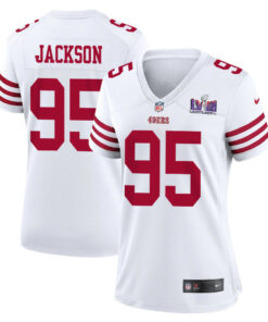 Drake Jackson 95 San Francisco 49ers Super Bowl LVIII Patch Game Women Jersey - White JS6768 nicesnker