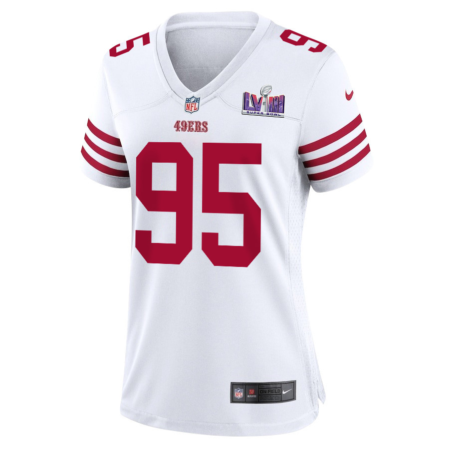 Drake Jackson 95 San Francisco 49ers Super Bowl LVIII Patch Game Women Jersey - White JS6768 nicesnker - Image 2
