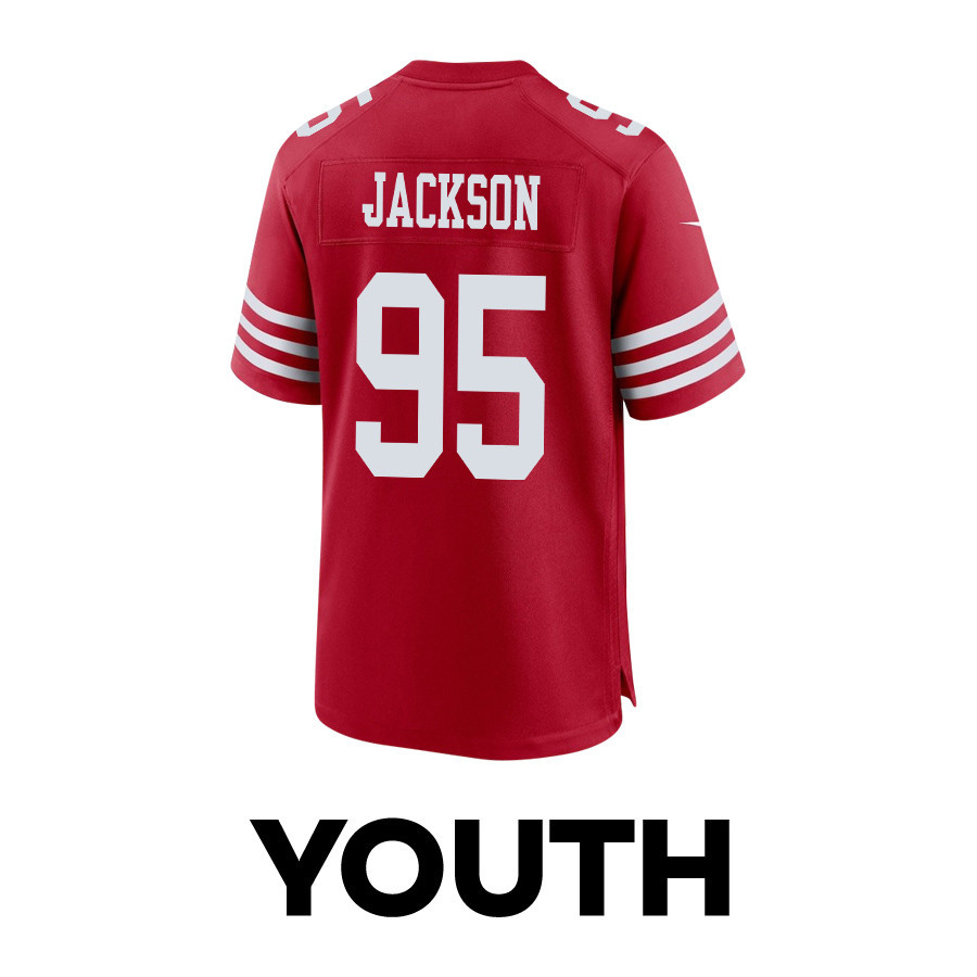 Drake Jackson 95 San Francisco 49ers Super Bowl LVIII Patch Game YOUTH Jersey - Scarlet JS8566 nicesnker - Image 3