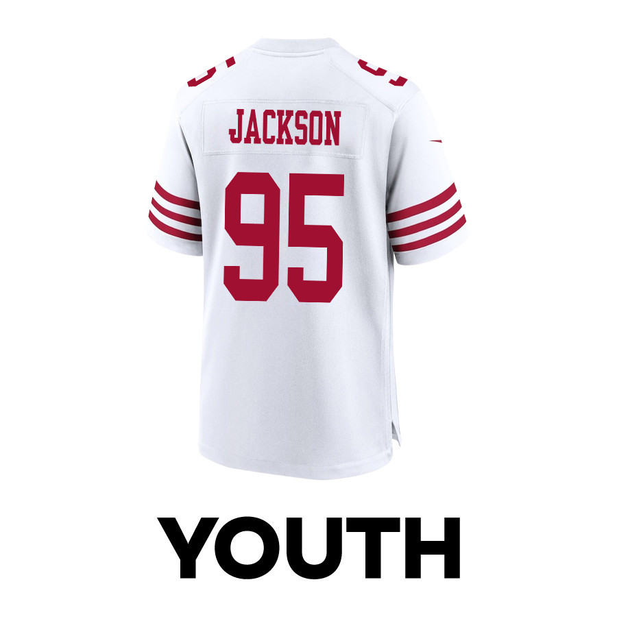 Drake Jackson 95 San Francisco 49ers Super Bowl LVIII Patch Game YOUTH Jersey - White JS6694 nicesnker - Image 3