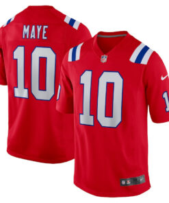 Drake Maye 10 New England Patriots 2024 NFL Draft First Round Pick Player Game Jersey - Red JS2468 nicesnker