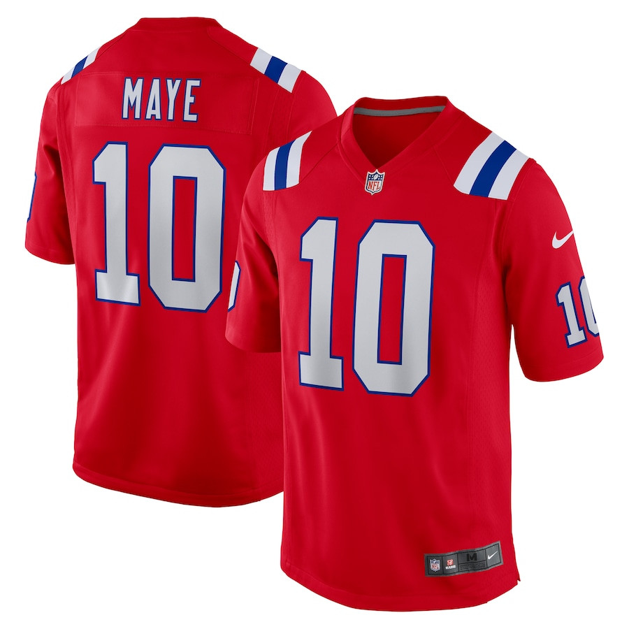 Drake Maye 10 New England Patriots 2024 NFL Draft First Round Pick Player Game Jersey - Red JS2468 nicesnker