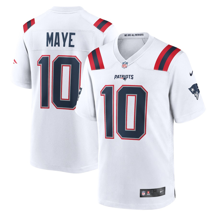 Drake Maye 10 New England Patriots 2024 NFL Draft First Round Pick Player Game Jersey - White JS8034 nicesnker