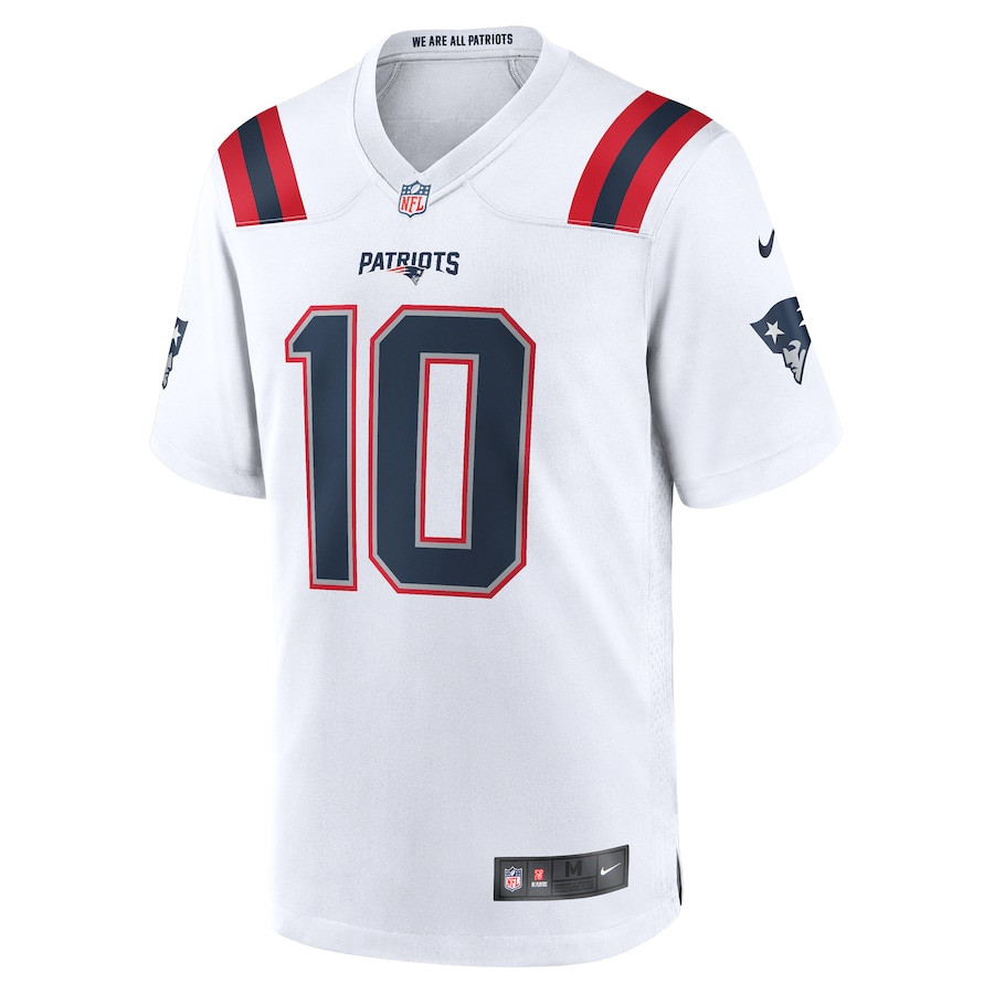 Drake Maye 10 New England Patriots 2024 NFL Draft First Round Pick Player Game Jersey - White JS8034 nicesnker - Image 2