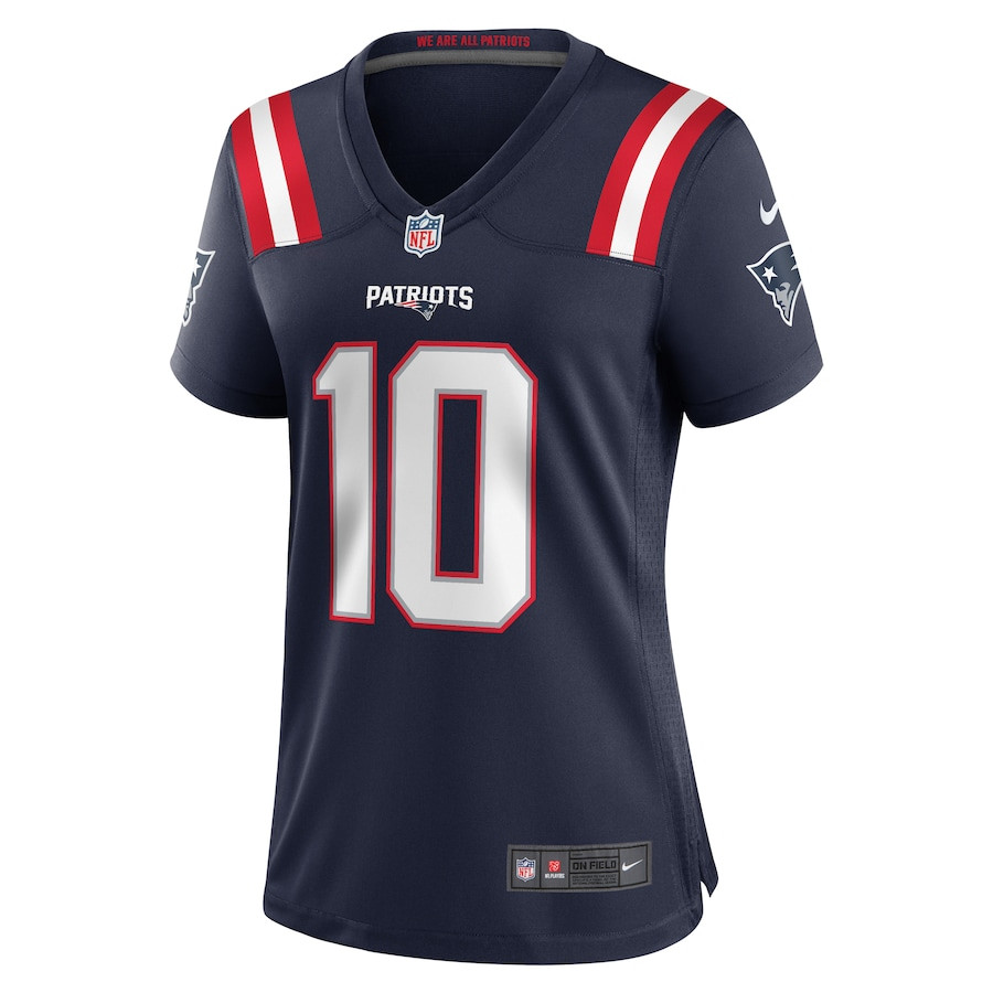 Drake Maye 10 New England Patriots 2024 NFL Draft First Round Pick Player Game Women Jersey - Navy JS4871 nicesnker - Image 2