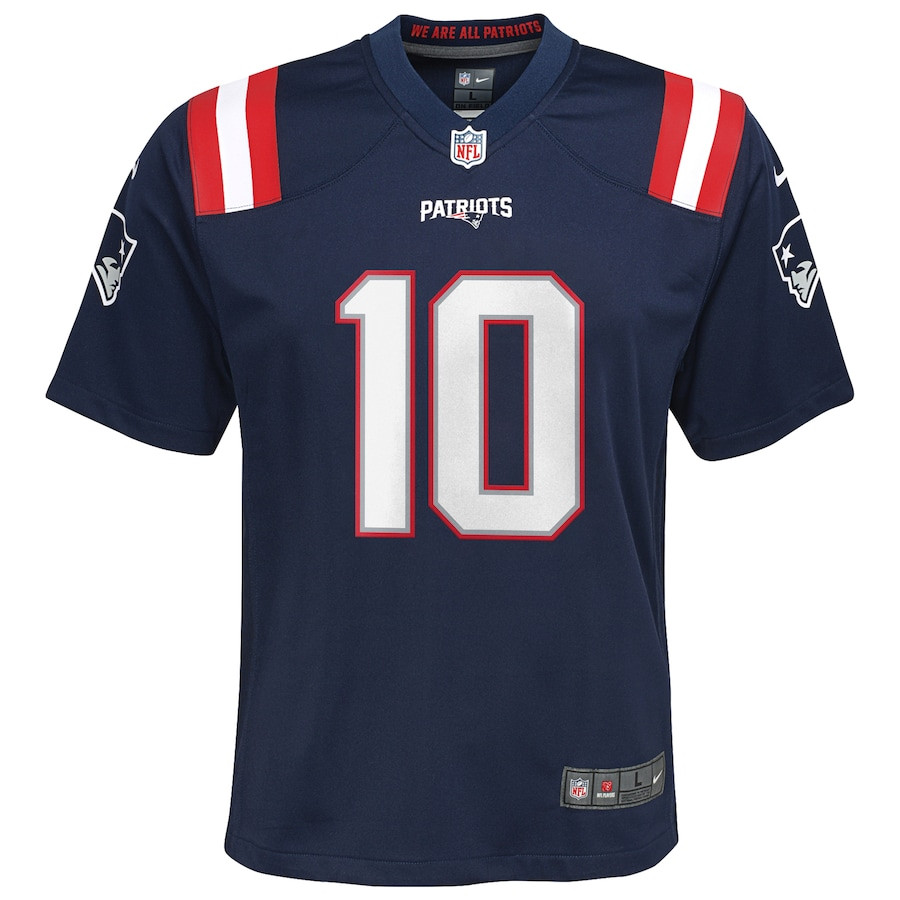 Drake Maye 10 New England Patriots 2024 NFL Draft First Round Pick Player Game YOUTH Jersey - Navy JS2248 nicesnker - Image 2