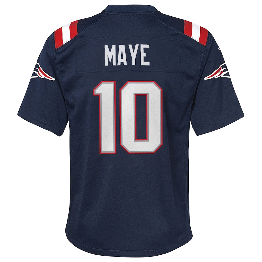 Drake Maye 10 New England Patriots 2024 NFL Draft First Round Pick Player Game YOUTH Jersey - Navy JS2248 nicesnker - Image 3