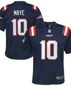 Drake Maye 10 New England Patriots 2024 NFL Draft First Round Pick Player Game YOUTH Jersey - Navy JS2248 nicesnker