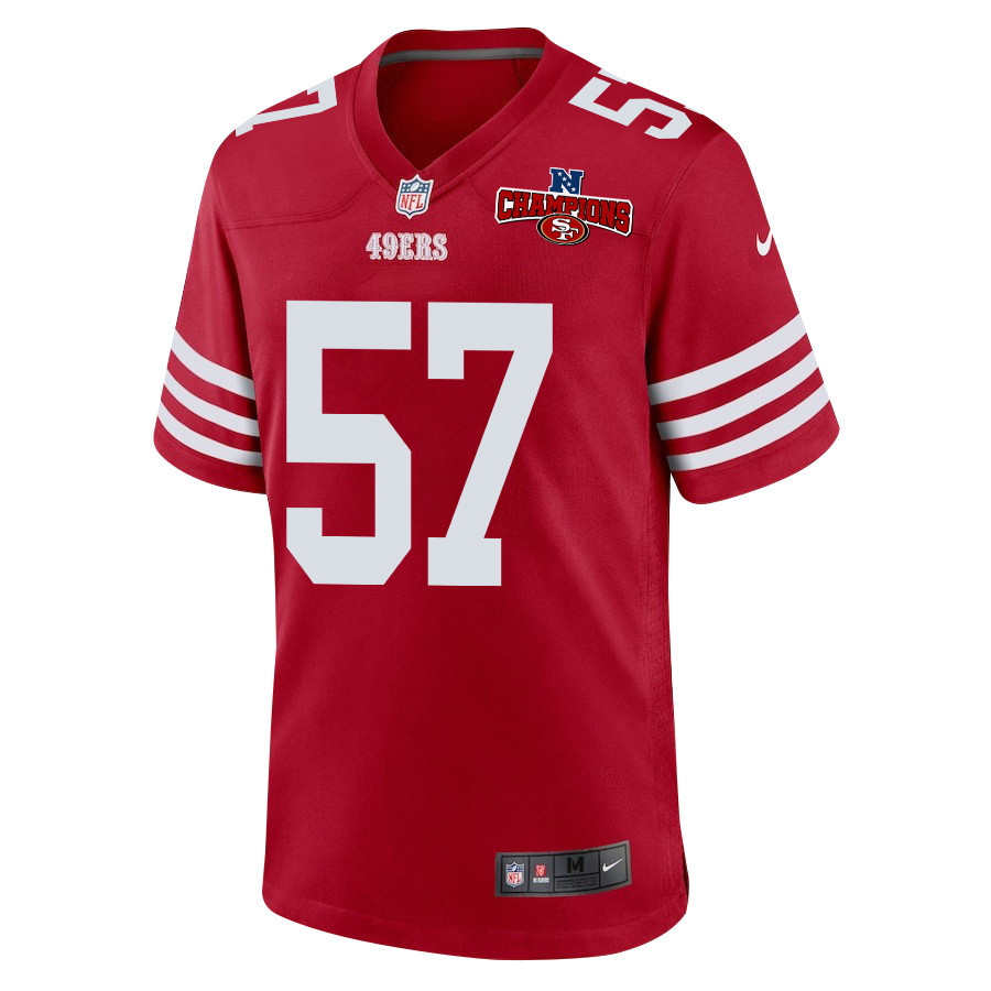 Dre Greenlaw 57 San Francisco 49ers NFC Champions Patch Game Men Jersey - Scarlet JS7929 nicesnker - Image 2