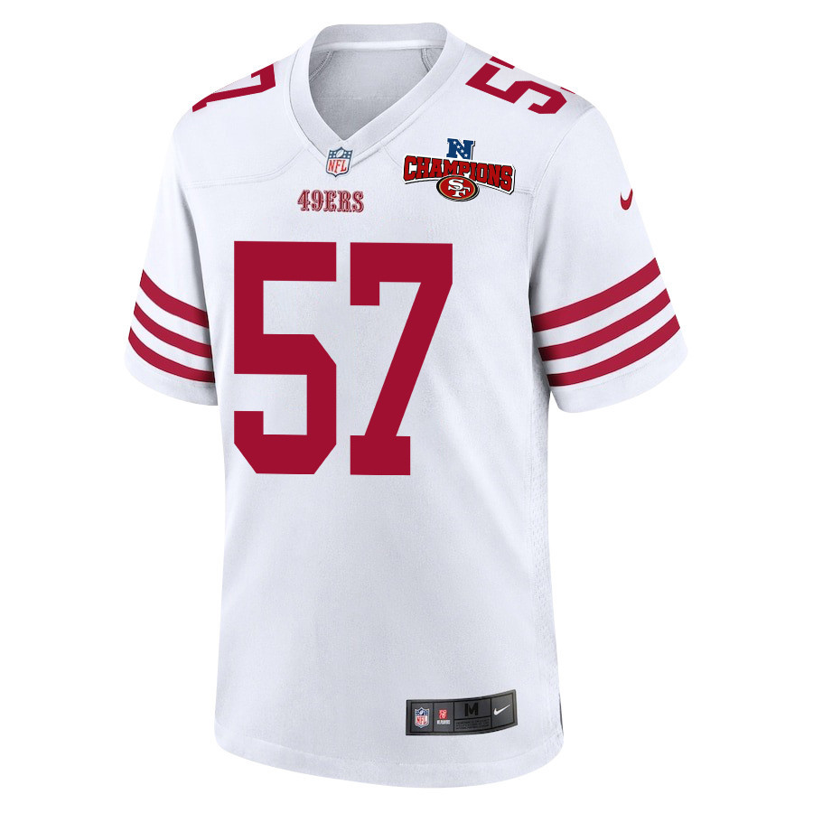 Dre Greenlaw 57 San Francisco 49ers NFC Champions Patch Game Men Jersey - White JS4067 nicesnker - Image 2