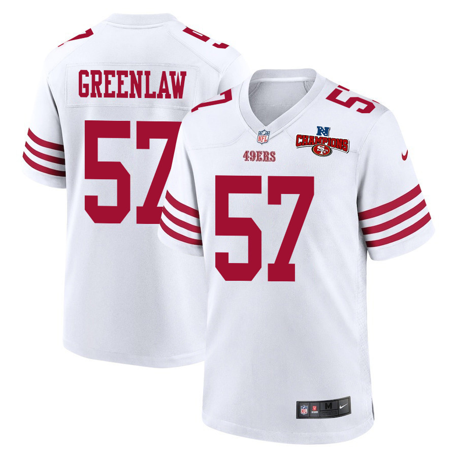 Dre Greenlaw 57 San Francisco 49ers NFC Champions Patch Game Men Jersey - White JS4067 nicesnker