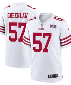 Dre Greenlaw 57 San Francisco 49ers Super Bowl LVIII Patch Game Men Jersey - White JS8125 nicesnker