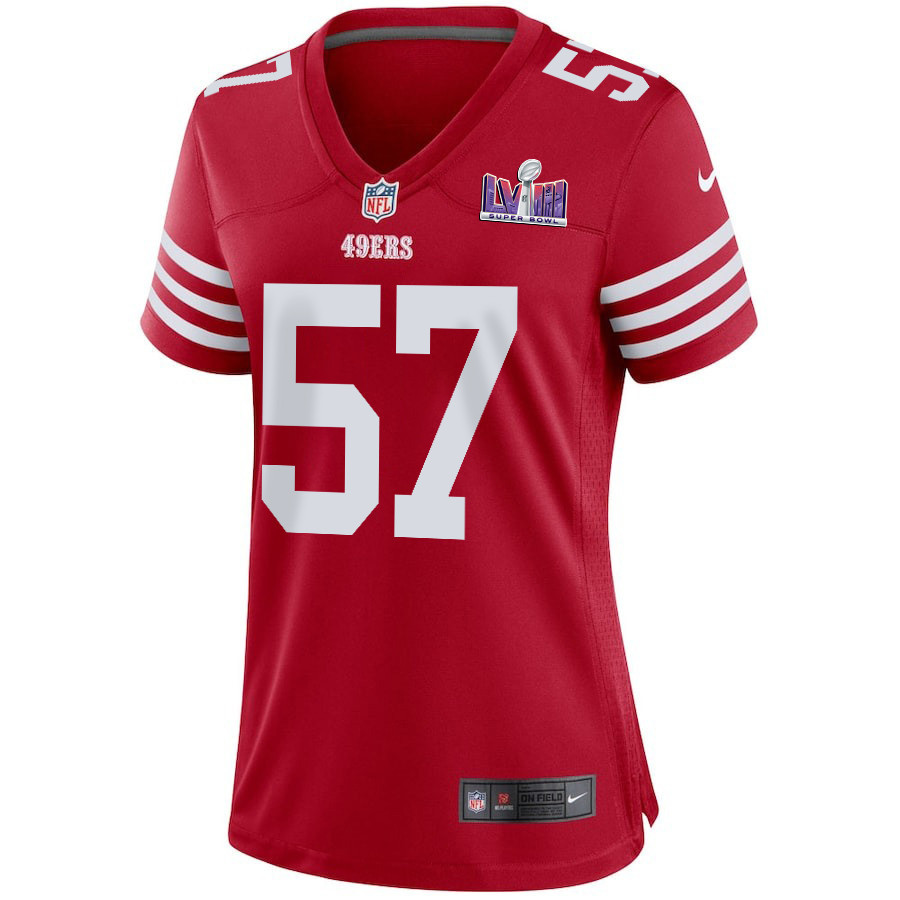 Dre Greenlaw 57 San Francisco 49ers Super Bowl LVIII Patch Game Women Jersey - Scarlet JS9399 nicesnker - Image 2