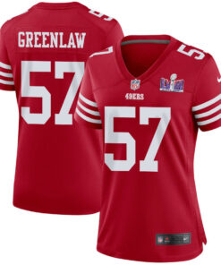 Dre Greenlaw 57 San Francisco 49ers Super Bowl LVIII Patch Game Women Jersey - Scarlet JS9399 nicesnker