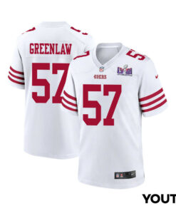 Dre Greenlaw 57 San Francisco 49ers Super Bowl LVIII Patch Game YOUTH Jersey - White JS7342 nicesnker