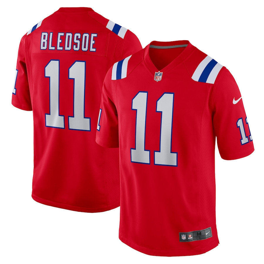 Drew Bledsoe 11 New England Patriots Men Retired Alternate Game Jersey - Red JS6170 nicesnker