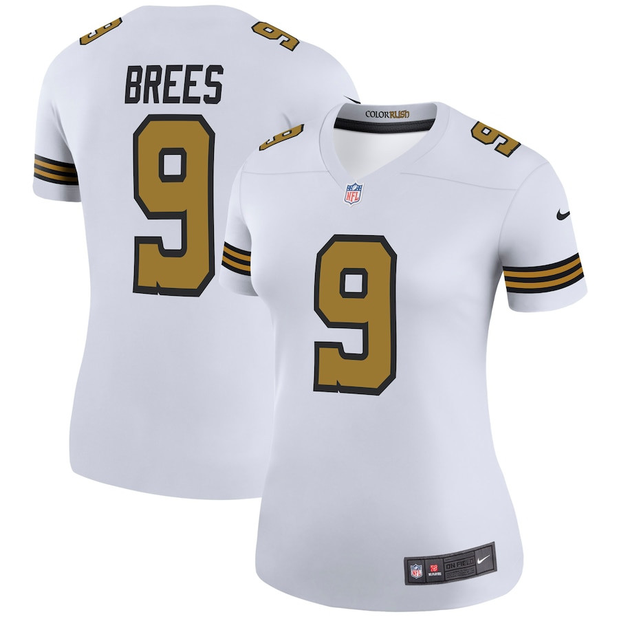 Drew Brees 9 New Orleans Saints Women Color Rush Legend Jersey - White JS2291 nicesnker