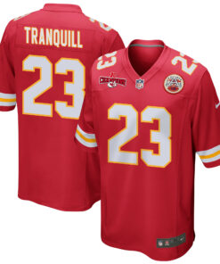 Drue Tranquill 23 Kansas City Chiefs AFC Champions Patch Game Men Jersey - Red JS9248 nicesnker