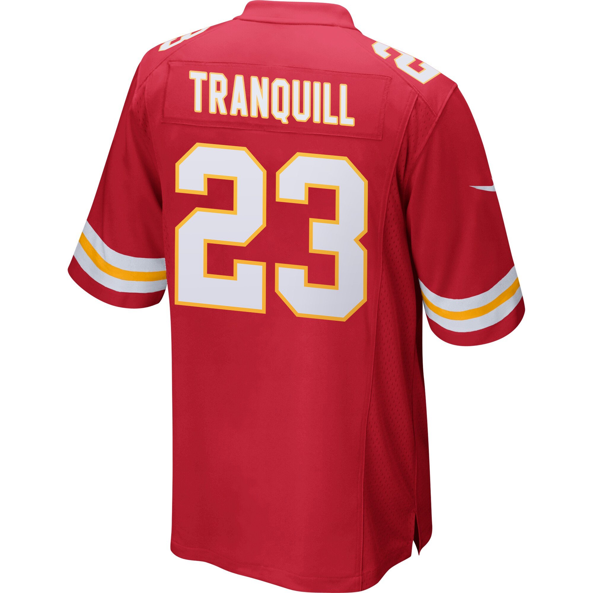 Drue Tranquill 23 Kansas City Chiefs Super Bowl LIX Champions Patch 'New Orleans - The Ultimate Showdown' EMBROIDERED Game Men Jersey - Red JS1226 nicesnker - Image 2