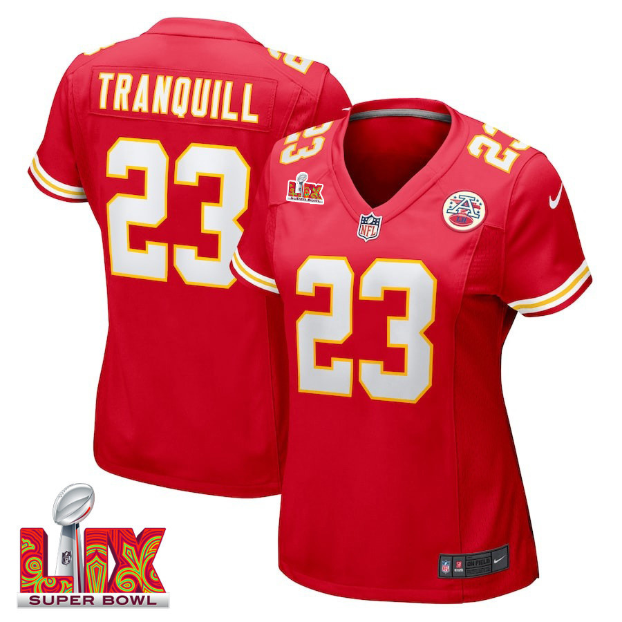 Drue Tranquill #23 Kansas City Chiefs Super Bowl LIX Women's Jersey - Red JS7421 nicesnker