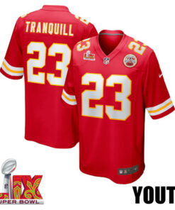 Drue Tranquill #23 Kansas City Chiefs Super Bowl LIX YOUTH Jersey - Red JS1125 nicesnker