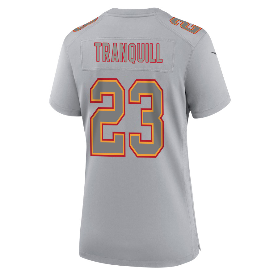 Drue Tranquill 23 Kansas City Chiefs Super Bowl LVIII Champions 4X Atmosphere Fashion Game Women Jersey - Gray JS1995 nicesnker - Image 3