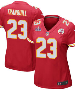 Drue Tranquill 23 Kansas City Chiefs Super Bowl LVIII Patch Game Women Jersey - Red JS8382 nicesnker
