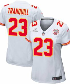 Drue Tranquill 23 Kansas City Chiefs Super Bowl LVIII Patch Game Women Jersey - White JS2002 nicesnker