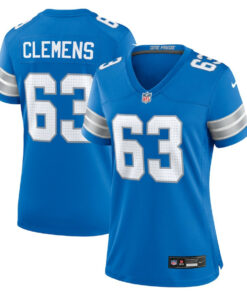 Duke Clemens 63 Detroit Lions Women's Game Jersey - Blue JS9322 nicesnker