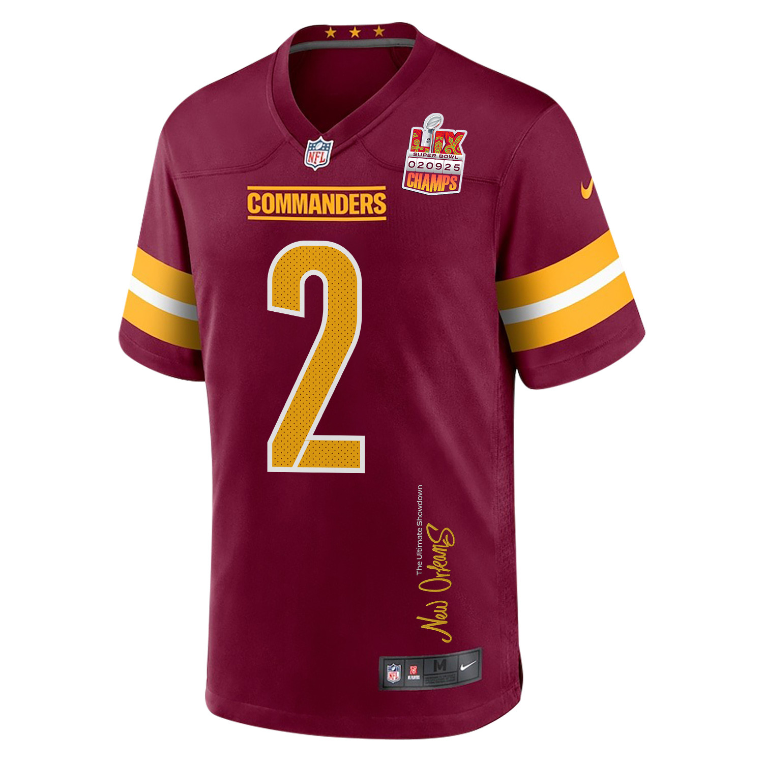 Dyami Brown 2 Washington Commanders Super Bowl LIX Champions Patch 'New Orleans - The Ultimate Showdown' EMBROIDERED Game Men Jersey - Burgundy JS5877 nicesnker - Image 3