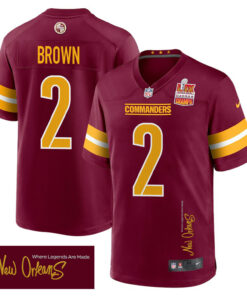Dyami Brown 2 Washington Commanders Super Bowl LIX Champions Patch 'New Orleans - Where Legends Are Made' EMBROIDERED Game Men Jersey - Burgundy JS7665 nicesnker