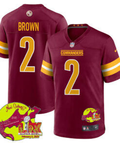 Dyami Brown 2 Washington Commanders Super Bowl LIX New Orleans Patch Game Men Jersey - Burgundy JS9349 nicesnker